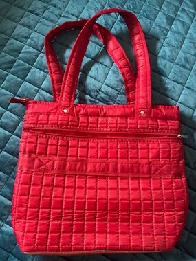 lug Quilted Red Travel Tote with Front Zip